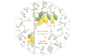 Набор подставок под горячее Цветы и лимоны, 2 шт, 34,5 см